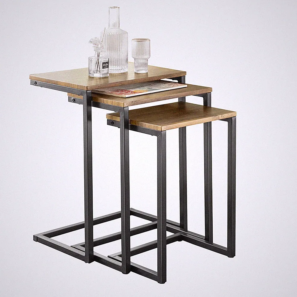 B-Waren 3er Set Beistelltisch Satztisch Couchtisch Stapelbar FBT102-F-bwaren