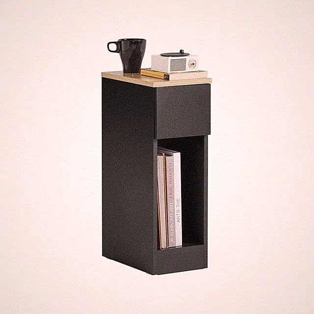 B-Waren Nachttisch mit Schublade Sofatisch schmal Beistelltisch FBT111-SCH-bware