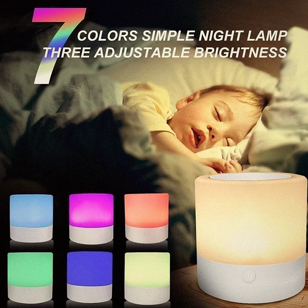 Baby RGB LED Nachtlicht Kinderzimmer Kinder Lampe Tischlampe USB Nachttischlampe