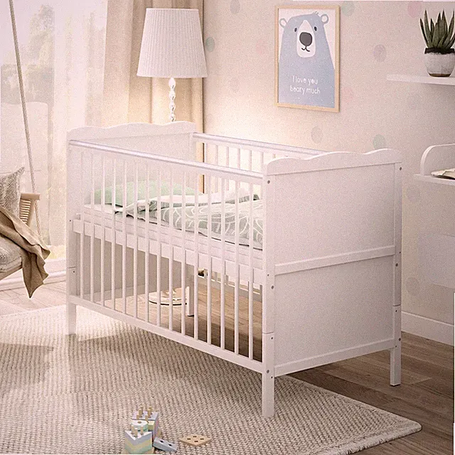 Babybett Gitterbett 2in1 Kinderbett Jack weiß 140x70 Beißschienen Matratze