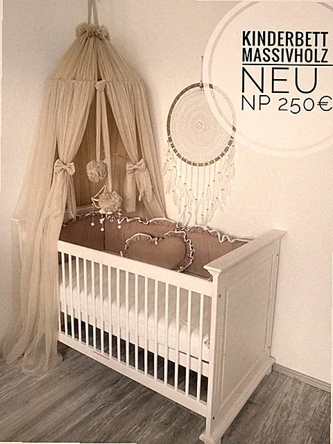 Babybett Kinderbett Landhausstil Massivholz Luxury Neu Np 260€ Boho Juniorbett M