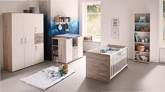 BABYZIMMER Komplett Set 7-tlg. /Kleiderschrank, Wickelkommode, Babybett, Zubehör
