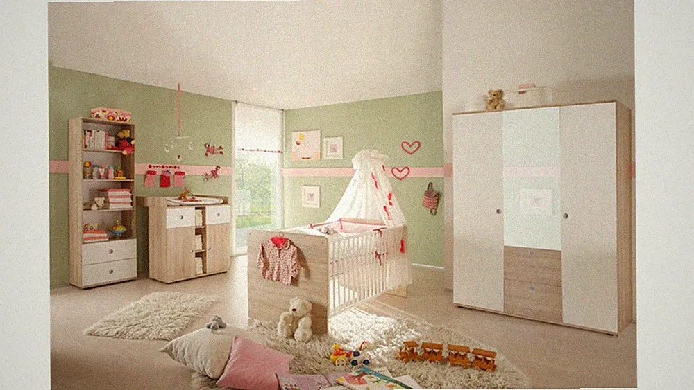 Babyzimmer Set komplett Kinderzimmer Wiki 4-teilig Sonoma Eiche sägerau weiß