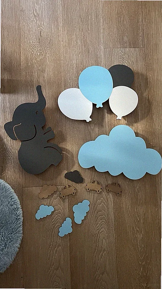 Babyzimmer wanddeko Wolke Lichterkette Elefant led Led