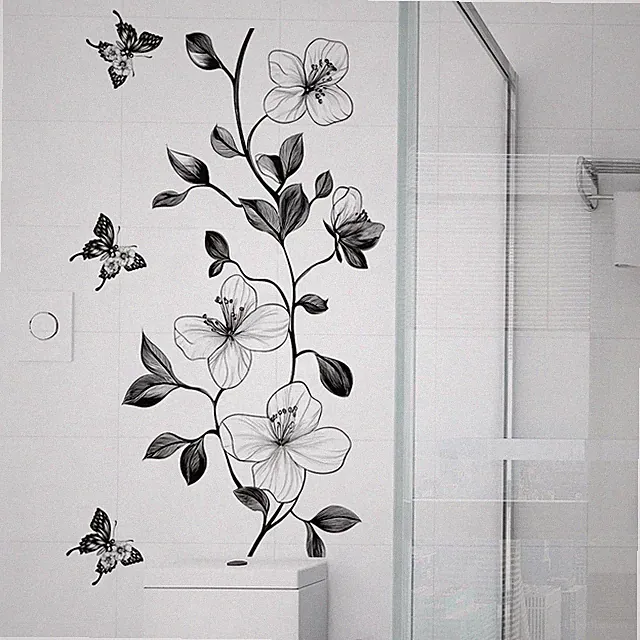 Bad Deko Blumen Schmetterling Wandtattoo Fliesen Aufkleber Wandsticker WC