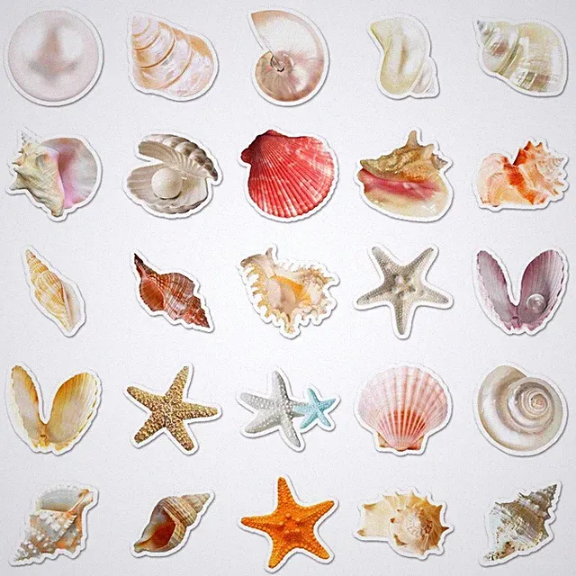 Bad Deko Set SEESTERN 50/100 Aufkleber Muscheln Fliesen Wandtattoo Sticker 4-5CM