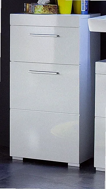 Bad Kommode Unterschrank Weiß Hochglanz Badezimmer Schrank Schubkaste Tür Amanda
