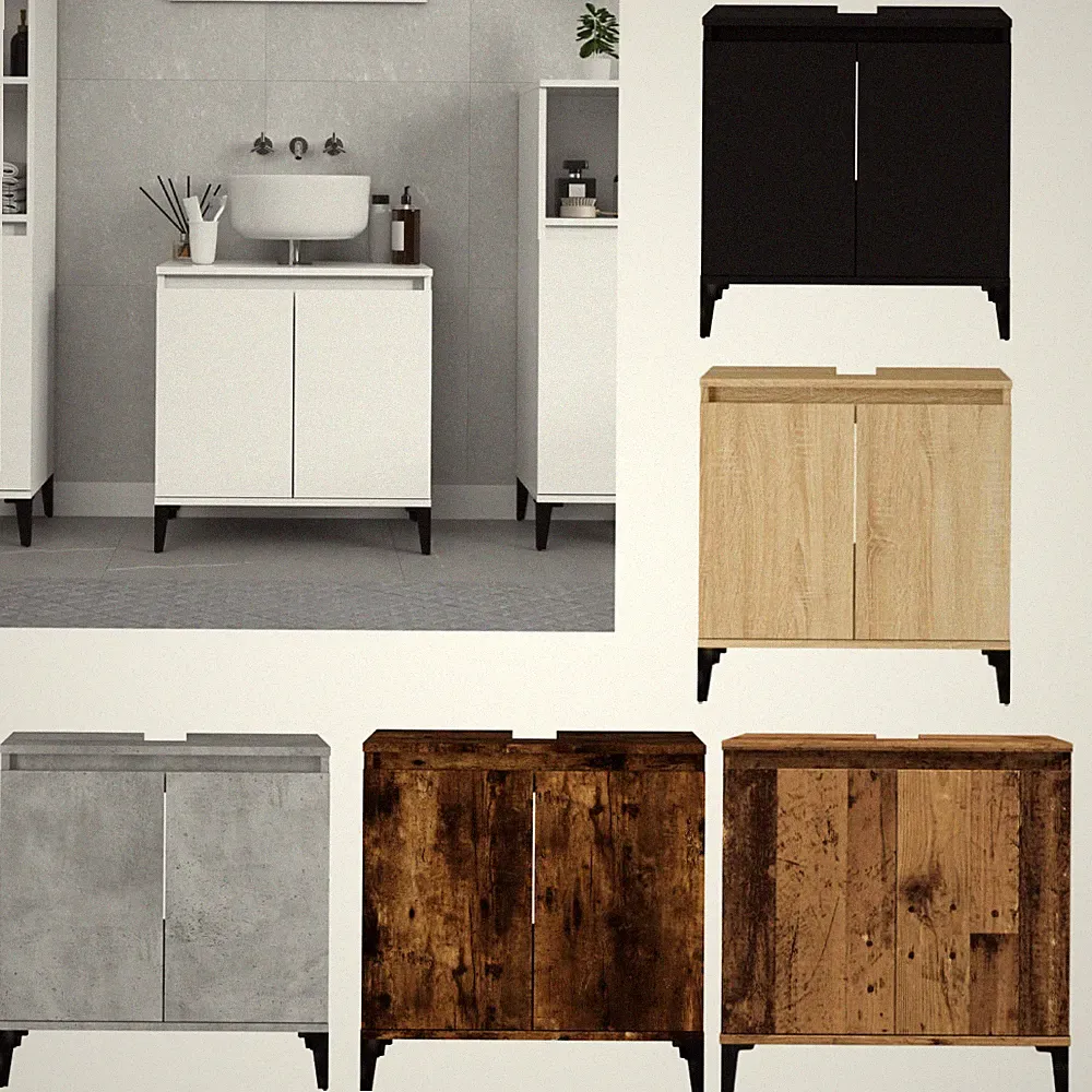 Badezimmer Möbel Waschbeckenunterschrank 58x33x60 cm Holzwerkstoff mit 2 Türen