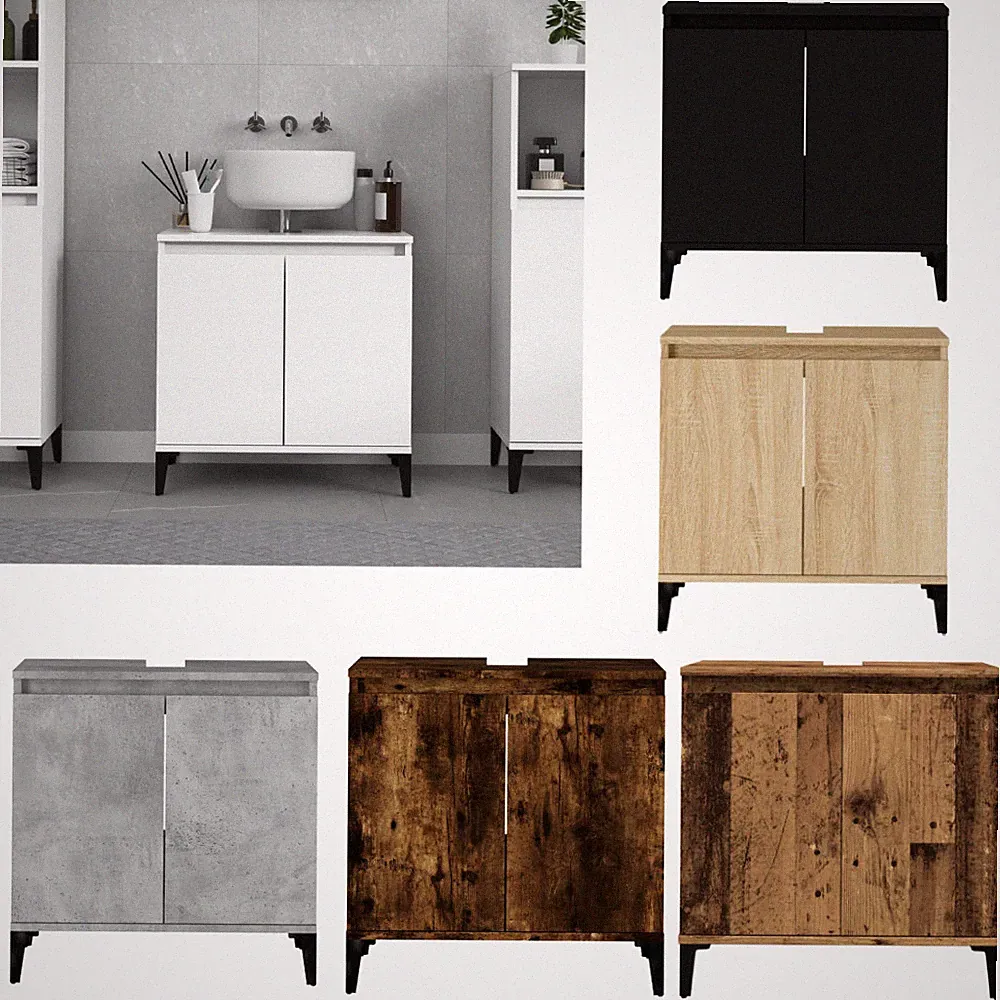 Badezimmer Möbel Waschbeckenunterschrank 58x33x60 cm Holzwerkstoff mit 2 Türen