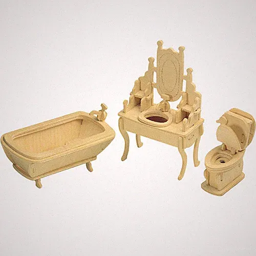 Badezimmermöbel 3D Holzbausatz Puppenhaus Holz Steckpuzzle Holzpuzzle Kinder Bau