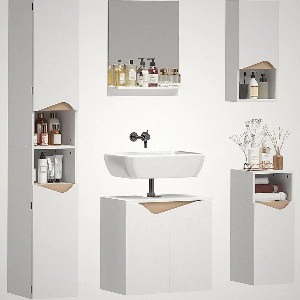Badezimmermöbel Set 5-tlg. mit Soft-Close Türen und Verstellbaren Einlegeböden