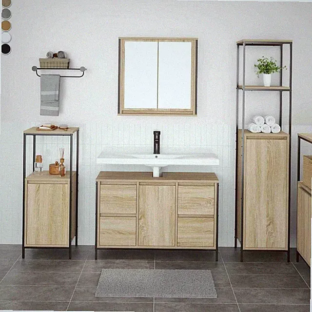 Badezimmermöbel-Set Badezimmerregal Unterschrank Badschrank Hochschrank Möbel