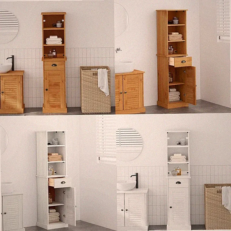 Badezimmermöbel Set Badezimmerschrank Vitrine Sideboard Hochschrank Schublade GR