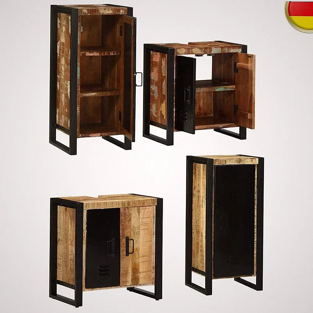 Badezimmermöbel Set mit Regal mit Speicher mit Tür Badezimmer Schrank vidaXL
