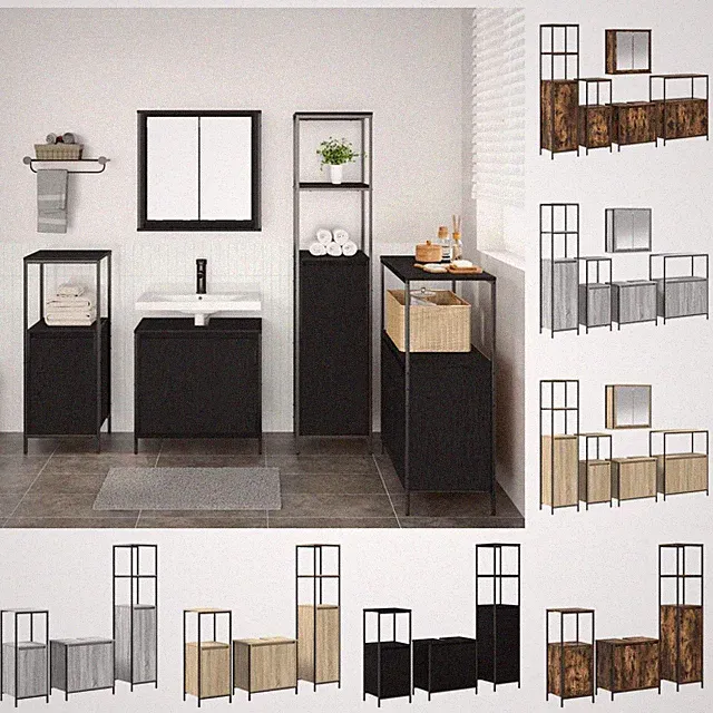 Badezimmermöbel-Set mit Tür Badmöbel Set Badezimmerschrank Badschrank Schrank