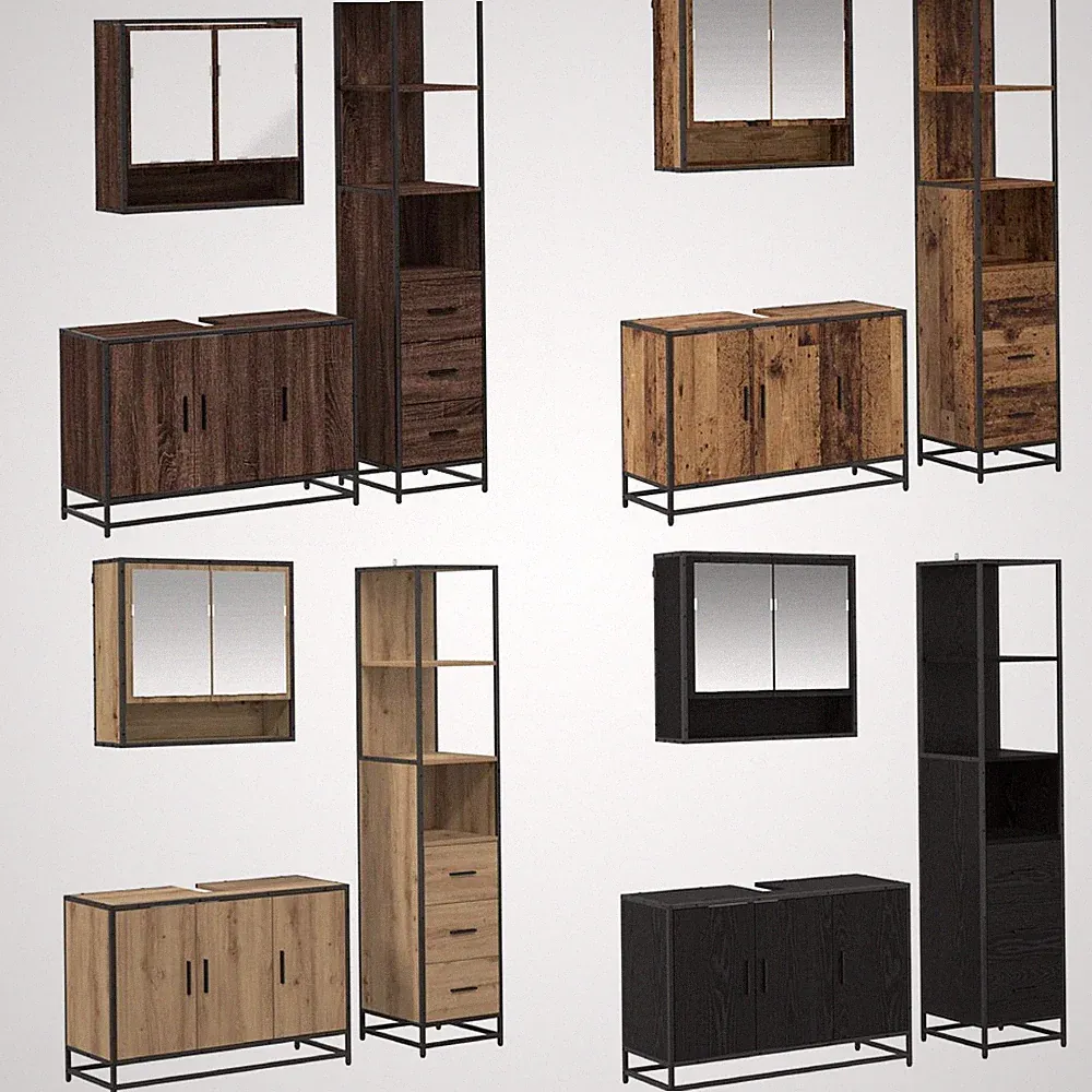 Badezimmermöbel-Set Waschbeckenschrank 3-teilig Holzwerkstoff vidaXL