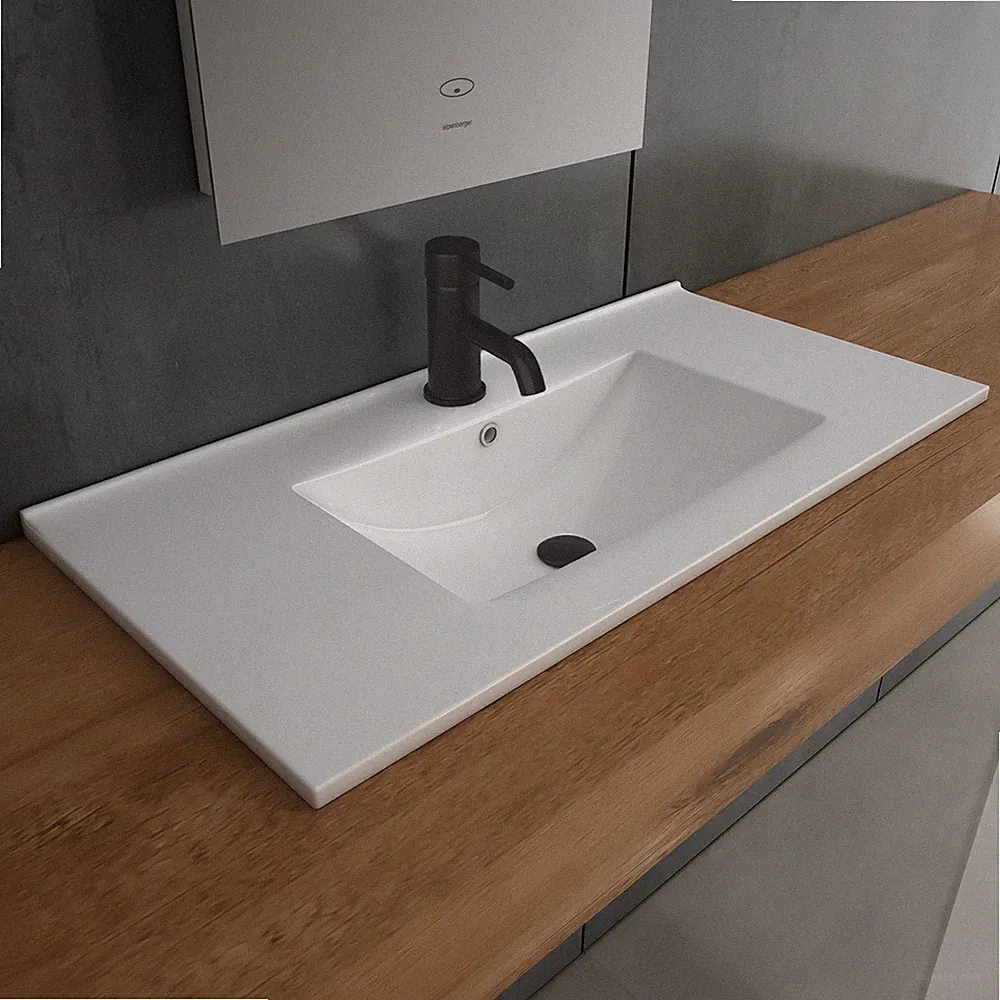 Badezimmermöbel Waschtisch mit Unterschrank Waschbecken Badmöbel Set Badspiegel