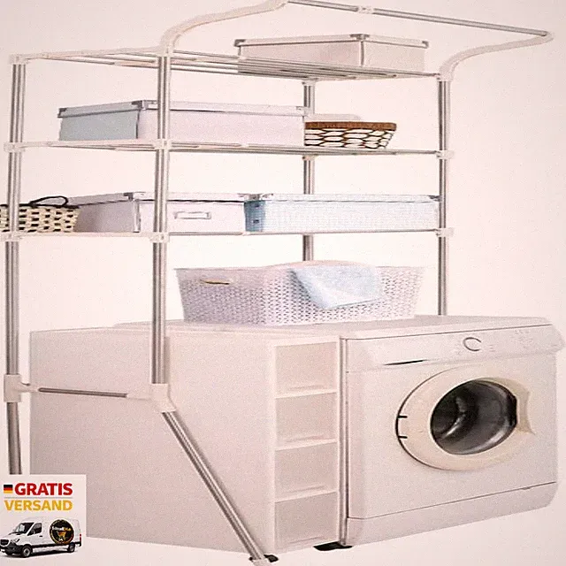Badezimmerregal mit 3 Ablagen Verstellbar Metall Elfenbein 61