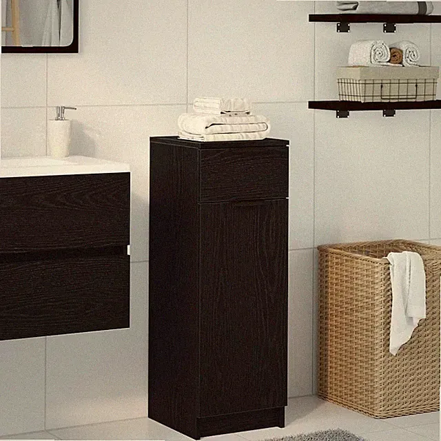 Badezimmerschrank Badezimmermöbel Badschrank Schwarz Eichen-Optik Holzwerkstoff