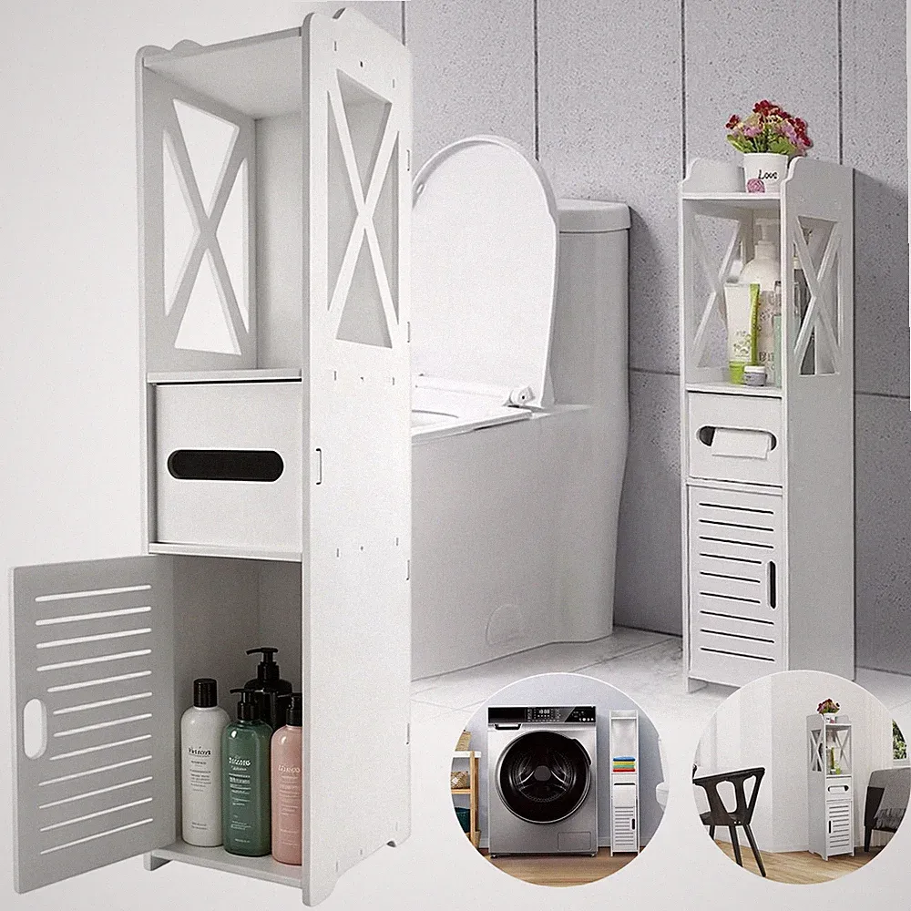 Badezimmerschrank Badregal Badezimmermöbel Schmal Kompakt Modern Für WC/Toilette