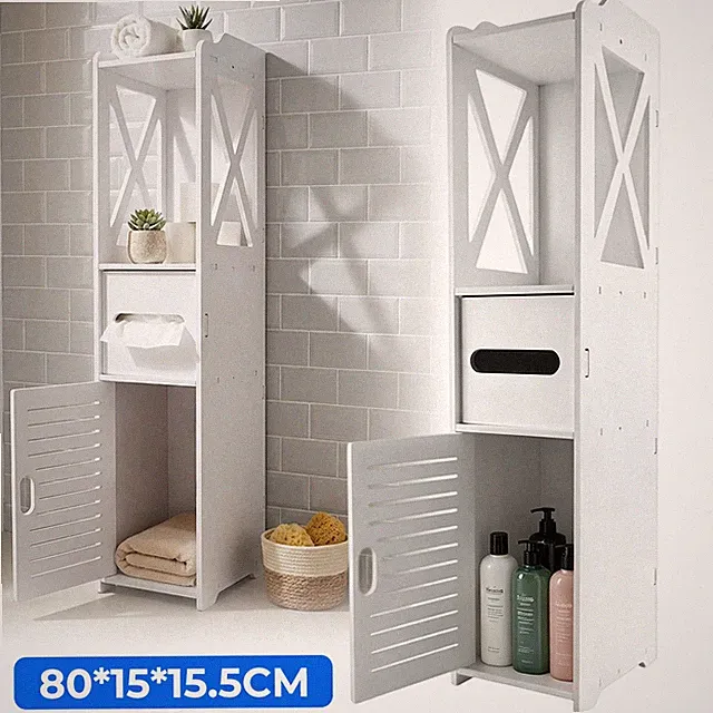 Badezimmerschrank Badregal Badezimmermöbel Schmal Stehend Kompakt Mit Schubladen