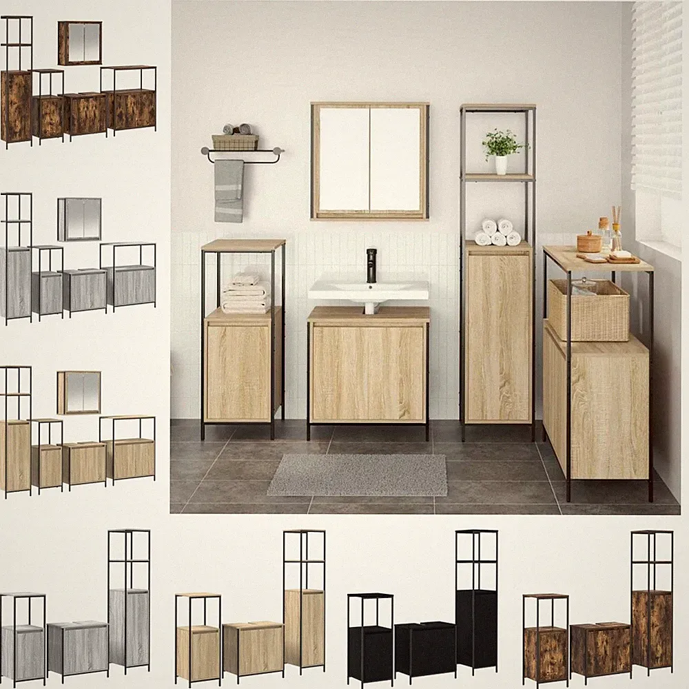 Badezimmerschrank Badschrank Schrank Badezimmermöbel-Set mit Tür Badmöbel Set