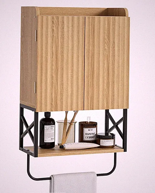 Badezimmerschrank hängend, Medizinschrank in Eiche im modernen Stil, BadWands...