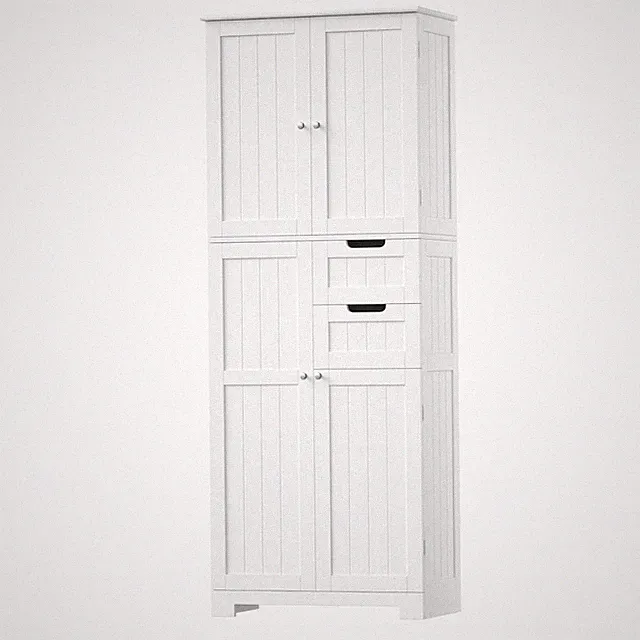 Badezimmerschrank Hoch, Badschrank Hochschrank mit 4 Türen und 2 Schubladen