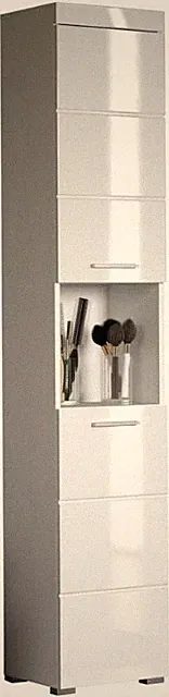 Badezimmerschrank Hochschrank Amanda trendteam Weiß Hochglanz 2 verstellbare