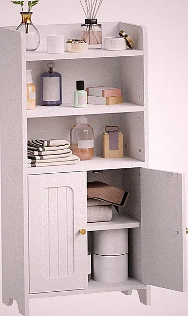 Badezimmerschrank Kleiner Standschrank Toilettenpapierhalter Mit 2 Türen Und Ein
