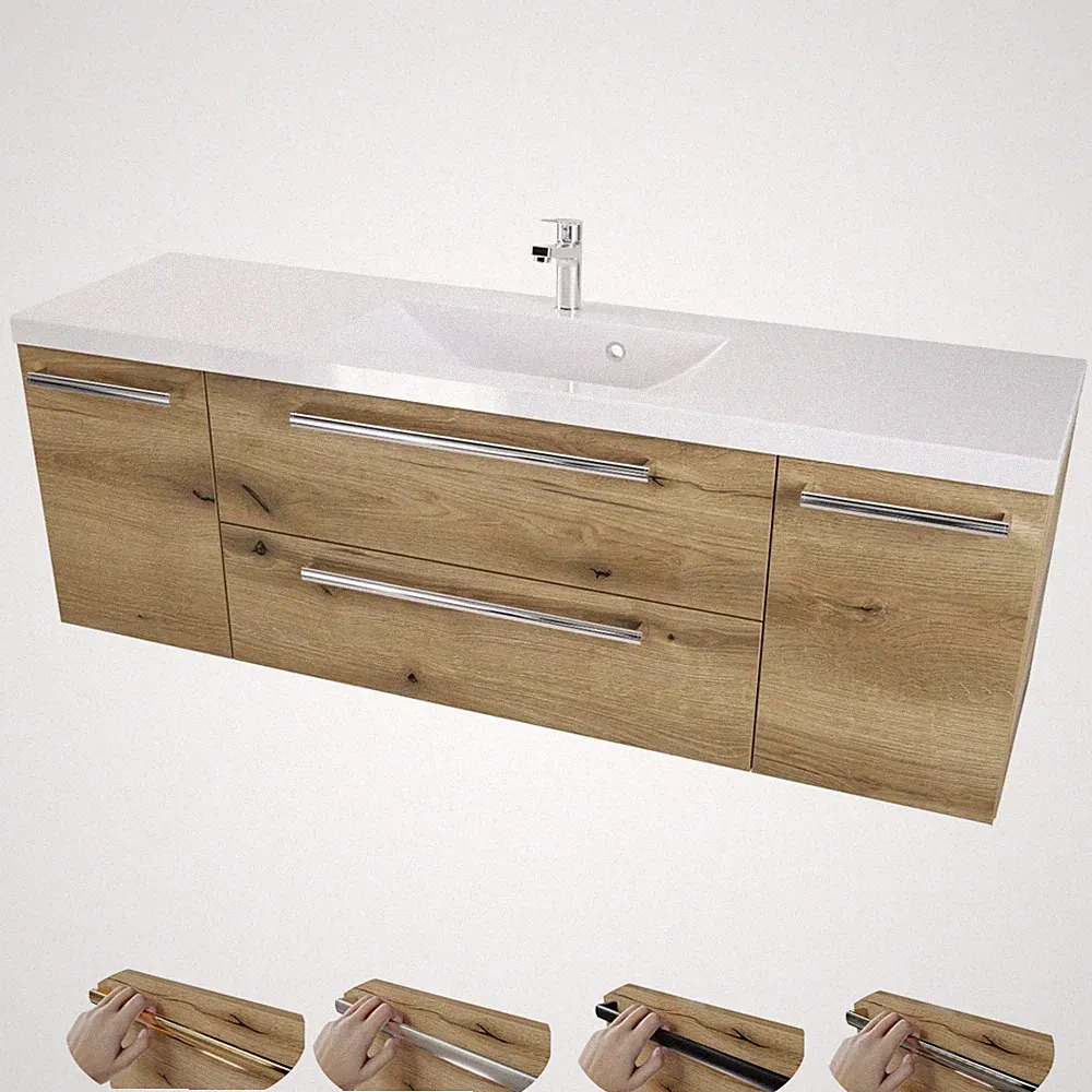 Badmöbel 140 cm Badezimmerschrank Badezimmer Möbel Waschtisch Holz Dekor Loft