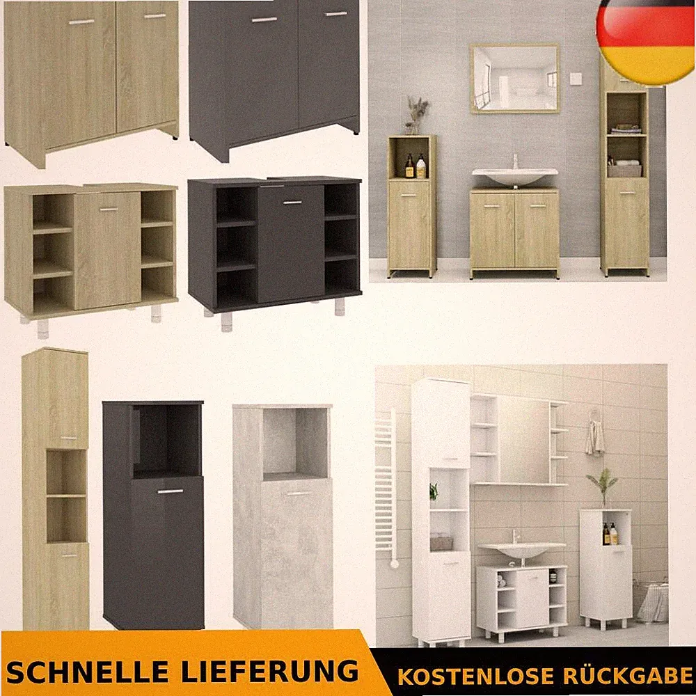 Badmöbel Badezimmermöbel Waschtischunterschrank Weiß Schwarz Grau Farbwahl