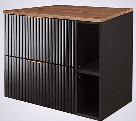 Badmöbel Badezimmerschrank Badezimmer Schrank 80 Schwarz Regal 80 Eiche Gold