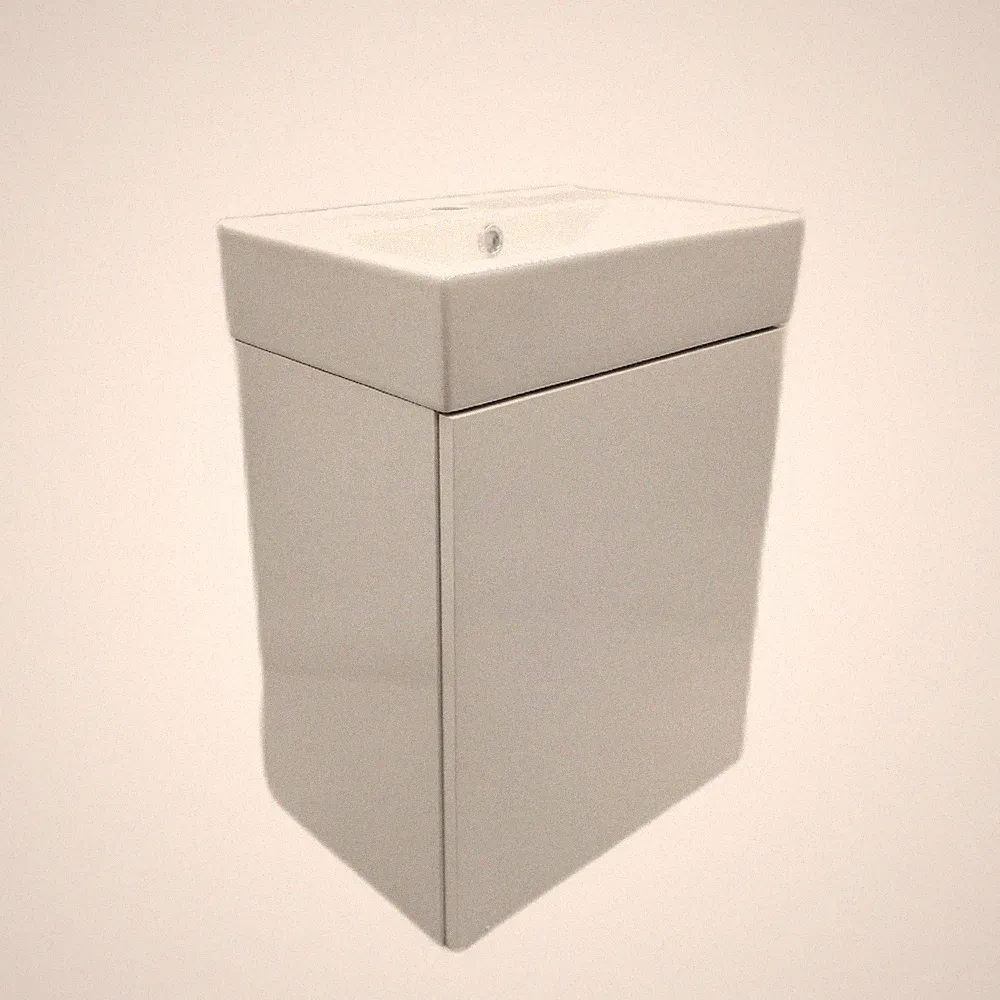 Badmöbel Set Badmöbel Badezimmermöbel Tiny 45 cm Weiß Hochglanz Modern