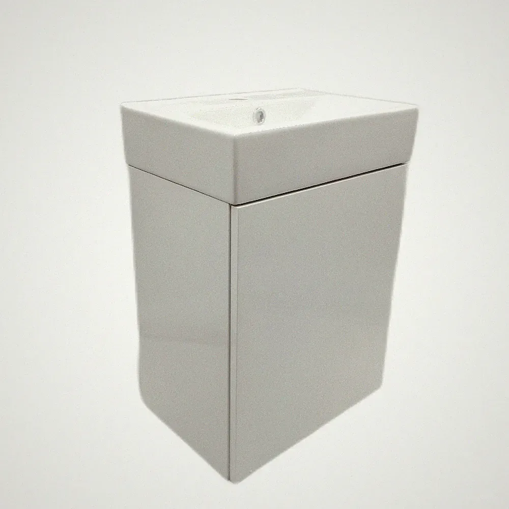Badmöbel Set Badmöbel Badezimmermöbel Tiny 45 cm Weiß Hochglanz Modern