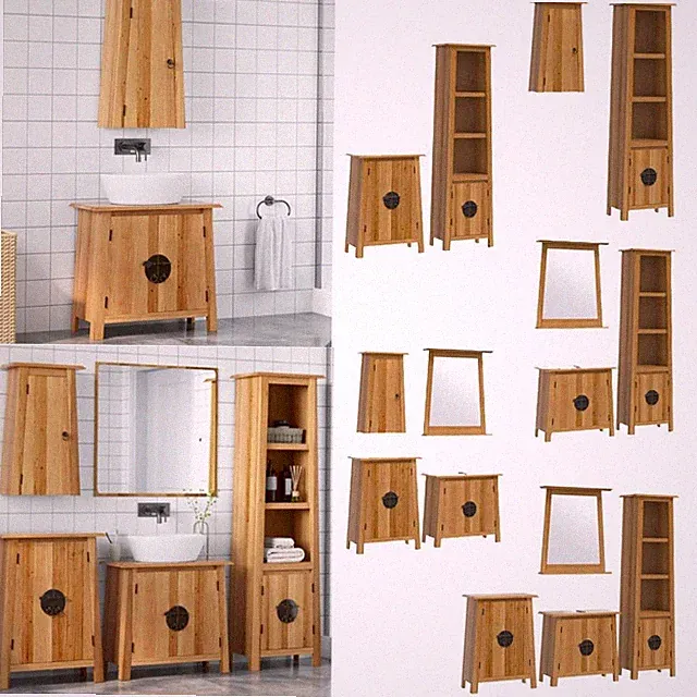 Badmöbel Set Badschrank Badezimmerschrank Badezimmermöbel Massivholz vidaXL