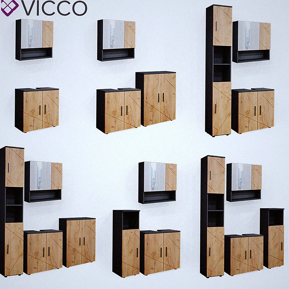 Badmöbel Set Irma Spiegelschrank Unterschrank Hochschrank Midischrank Bad Vicco