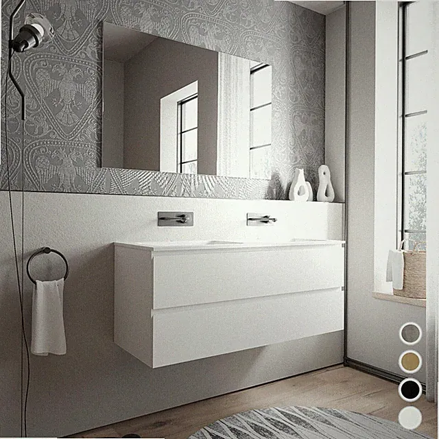 Badmöbel Set Unterschrank montiert 120cm Waschbecken Mineralguss AVA BRUXELLES