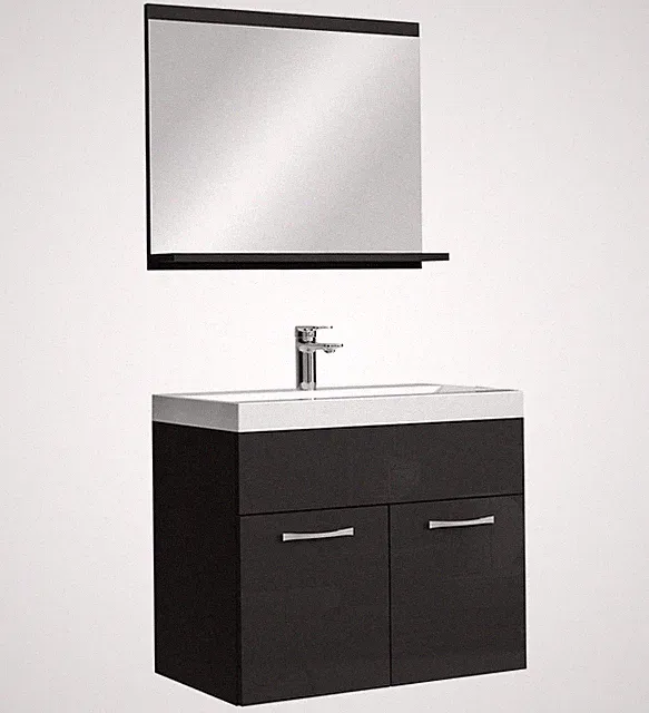 Badplaats Badmöbel Komplettset Montreal 02 60 x 35 cm Schwarz Hochglanz - Badezi