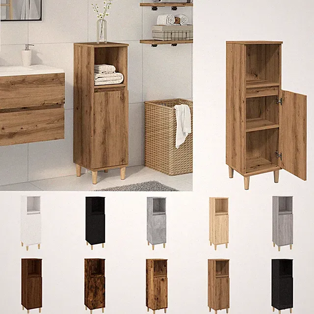 Badschrank Badezimmerschrank Toilettenschrank 30x30x100cm Badmöbel Holzbeine