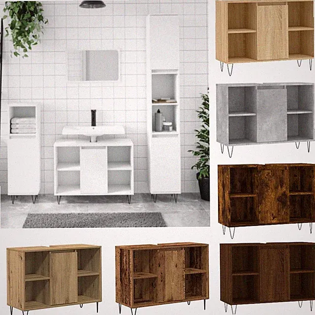 Badschrank Badezimmerschrank Waschbeckenunterschrank Bad Holzwerkstoff vidaXL