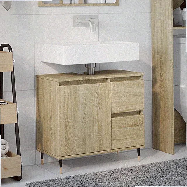 Badschrank Badezimmerschrank Waschbeckenunterschrank Holzwerkstoff vidaXL