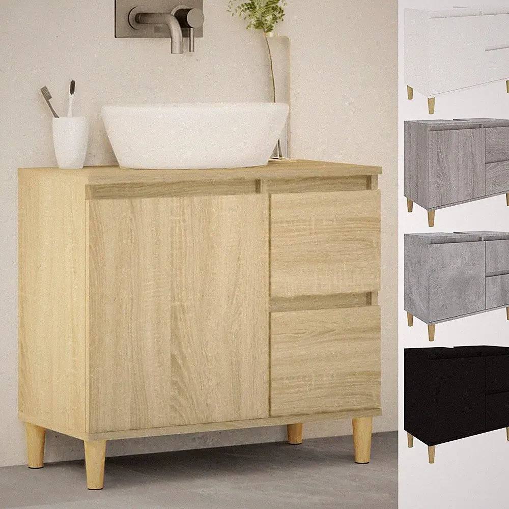 Badschrank Badmöbel Badezimmermöbel Holz Unterschrank Waschbecken Waschtisch