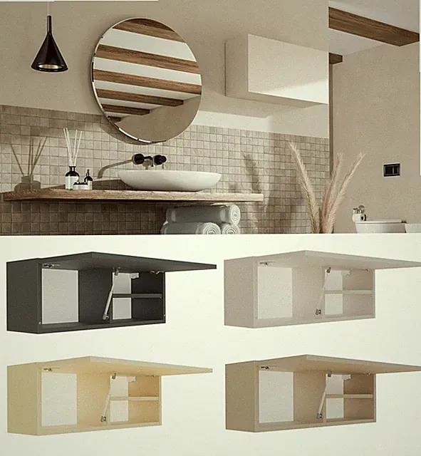 Badschrank Badmöbel Hängeschrank 60/80/120 cm Kaschmir, Cappuccino, Anthrazit