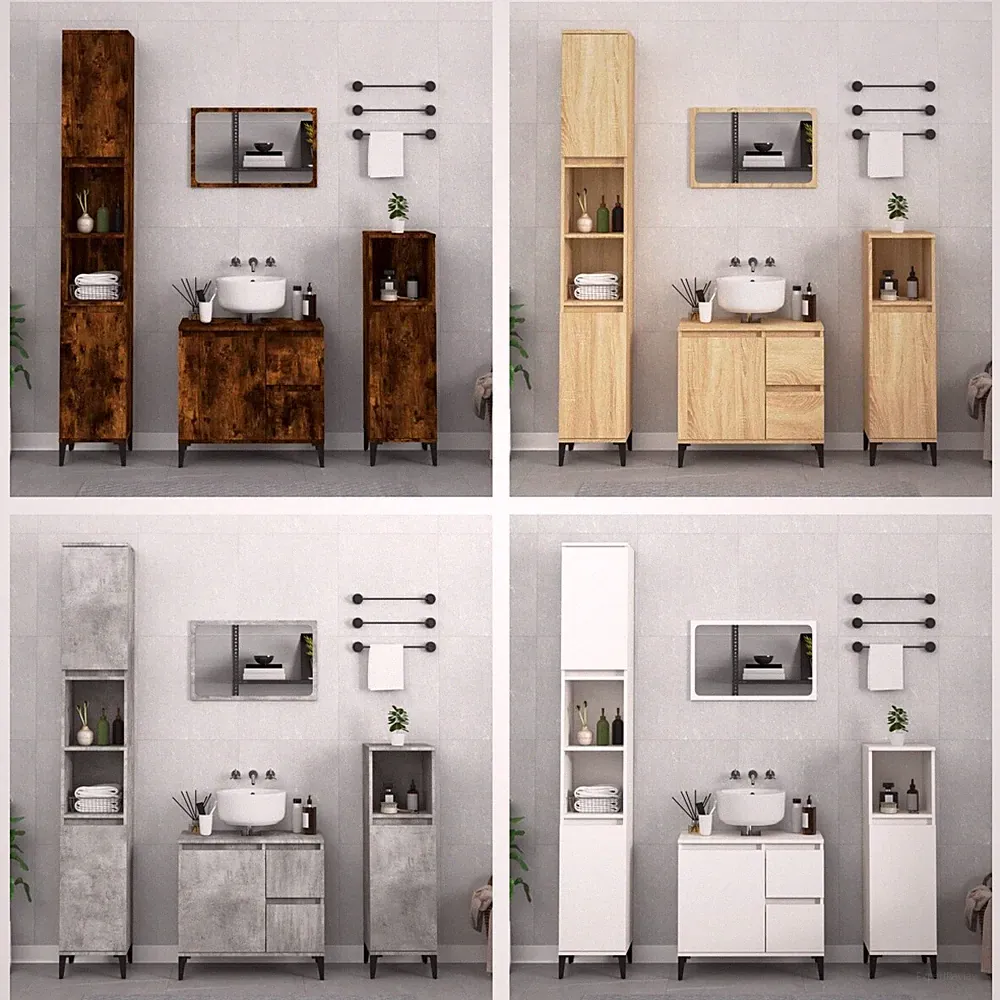Badschrank Holzwerkstoff Badezimmermöbel Bad Möbel Badezimmer Badmöbel Set neu