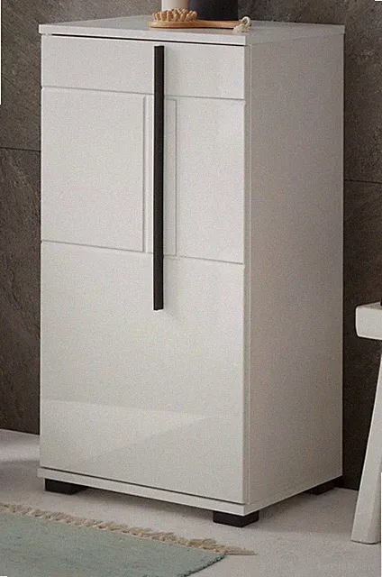 Badschrank Kommode weiß Hochglanz Unterschrank 45 x 87 Badezimmer Möbel Design-D
