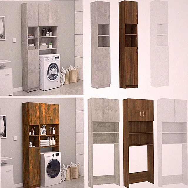 Badschrank Unterschrank mit Badregal Badezimmerschrank Hochschrank Badmöbelset