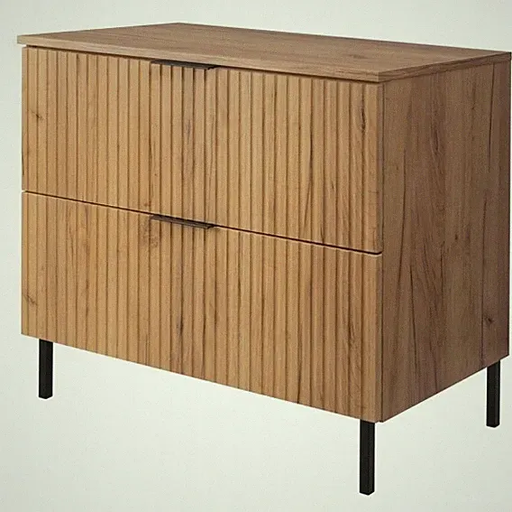 Badschrank Waschtischunterschrank 80 cm mit Arbeitsplatte Eiche Craft Beinen