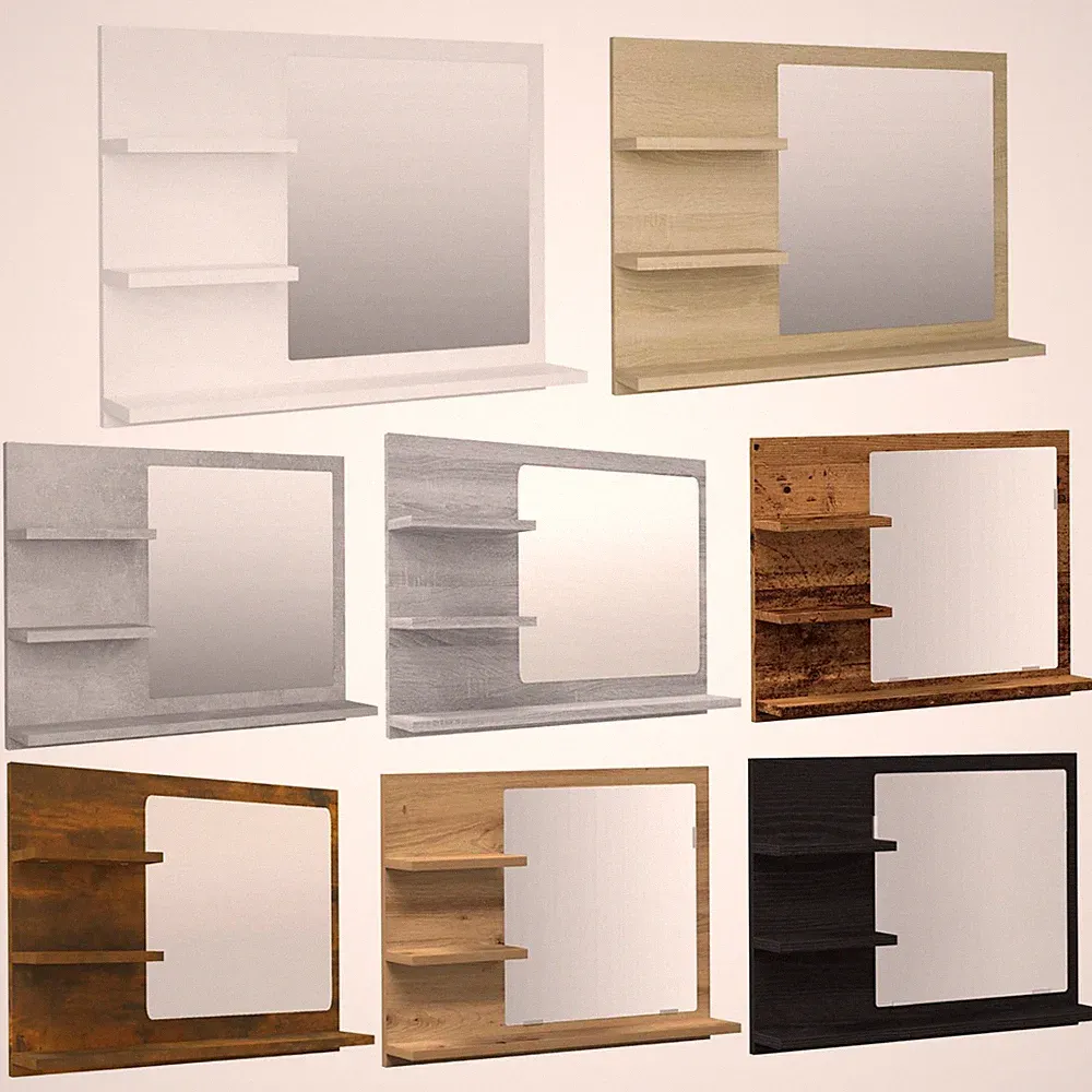 Badspiegel mit 3 Ablagen Spiegelregal Wandspiegel Badezimmer Spiegel Badmöbel