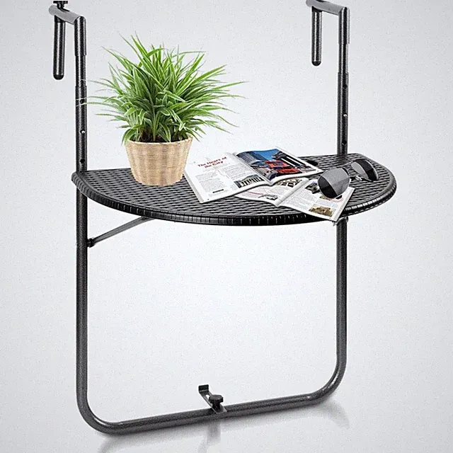 Balkonhängetisch klappbar höhenverstellbar mit Rattan-Optik wetterfest Gärtne...